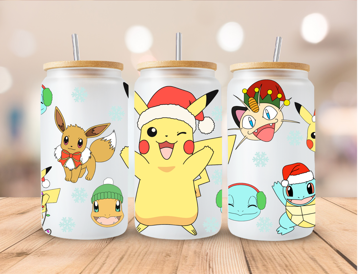 Christmas Pokemon - 16 oz / 20 oz Libby UV DTF Wrap