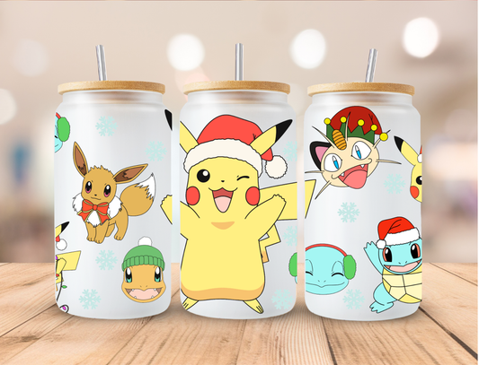 Christmas Pokemon - 16 oz / 20 oz Libby UV DTF Wrap