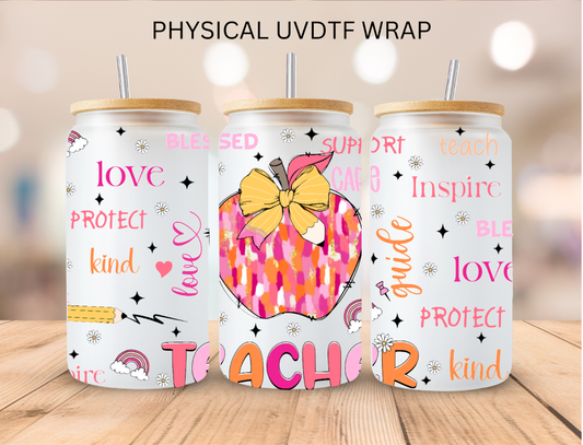 Valentines Teacher Apple Affirmations - 16 oz / 20 oz Libby UV DTF