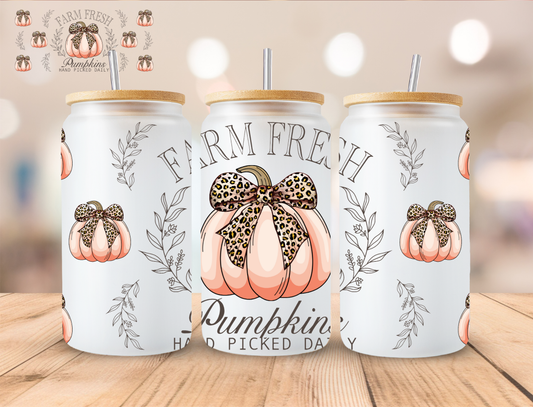 Fall Farm Fresh Pumpkin - 16 oz / 20 oz Libby UV DTF Wrap