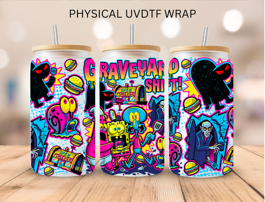 Sponge Town Graveyard Shift- 16 oz / 20 oz Libby UV DTF Wrap