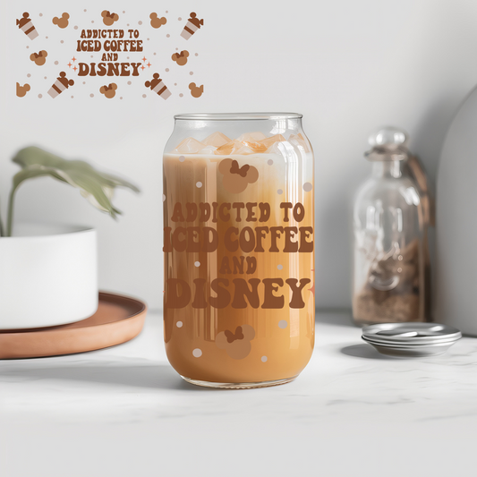 Addicted To Ice Coffee - 16 oz Libby UV DTF Wrap