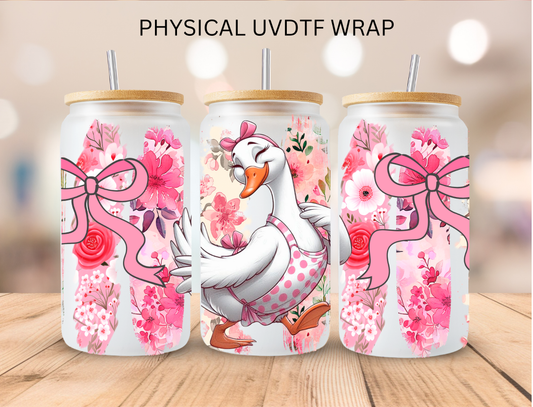 Coquette Floral Pink Goose Duck- 16 oz / 20 oz Libby UV DTF