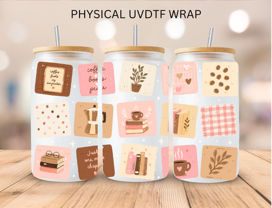 Bookish Coffee Aesthetic - 16 oz / 20 oz Libby UV DTF Wrap