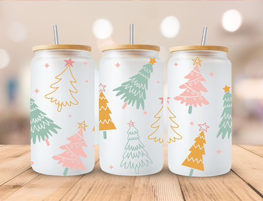 Pastel winter trees - 16oz Libby UV DTF Wrap