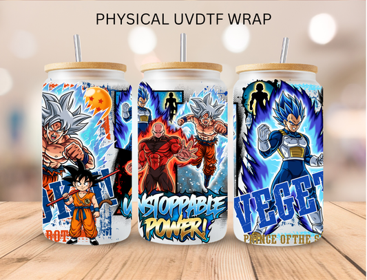 Anime Unstoppable Power - 16 oz / 20 oz Libby UV DTF Wrap