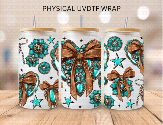 Valentines Gem Coquette Bow Heart - 16 oz / 20 oz Libby UV DTF