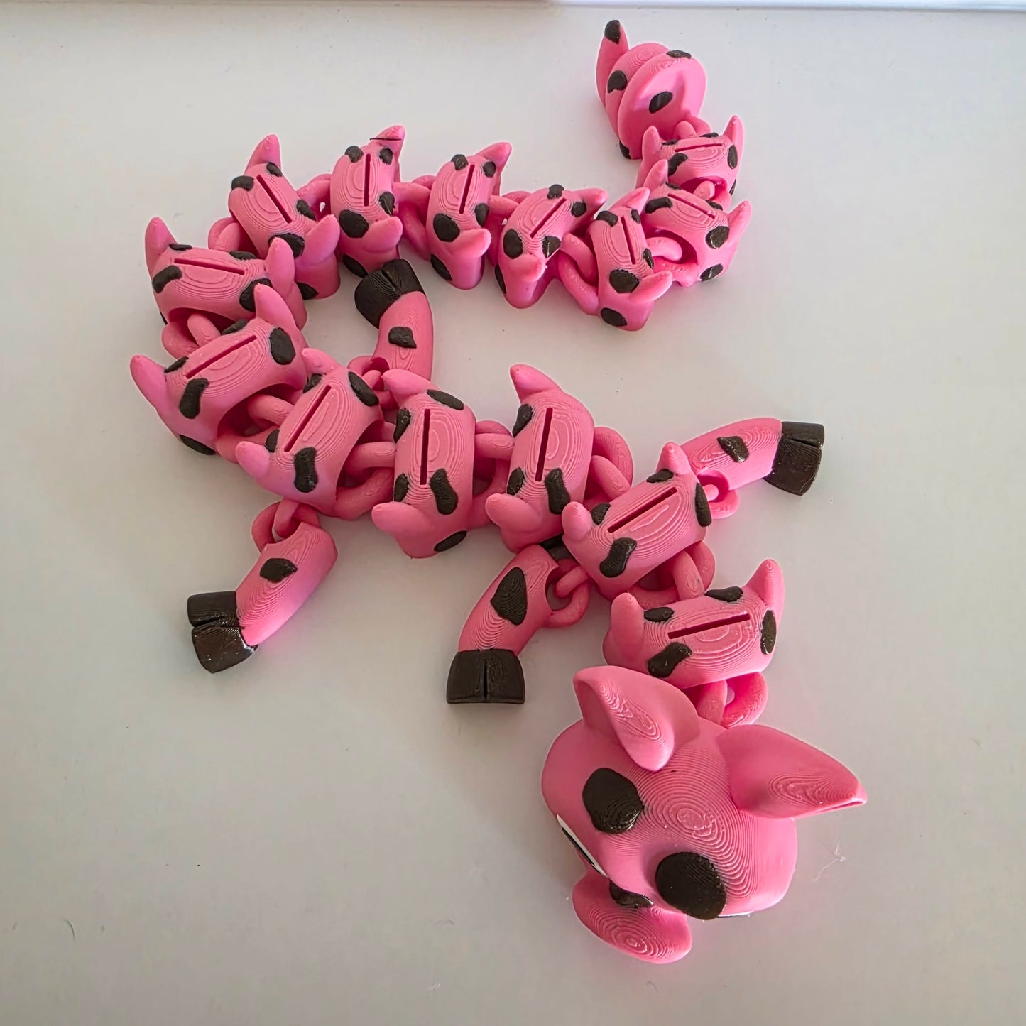 Articulated Flexi Pink Pig Dragon Poseable 3D Printed Toy