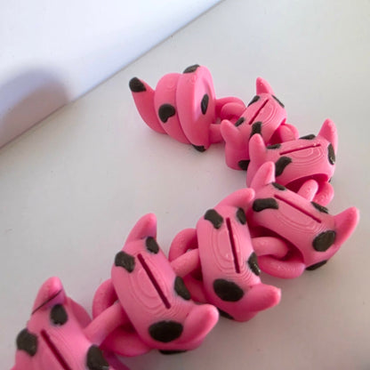 Articulated Flexi Pink Pig Dragon Poseable 3D Printed Toy