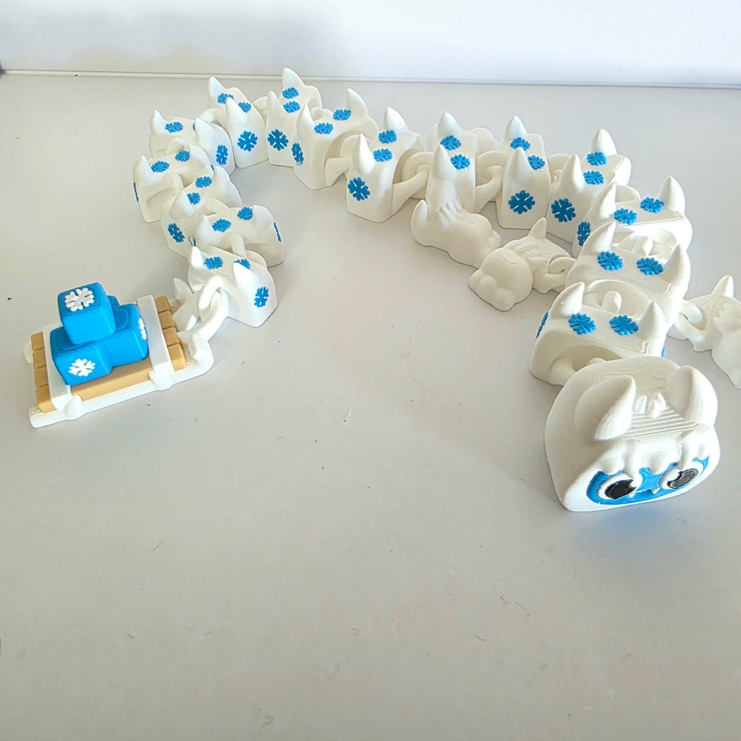 Articulated Flexi Christmas Yeti Dragon Poseable 3D Printed Toy