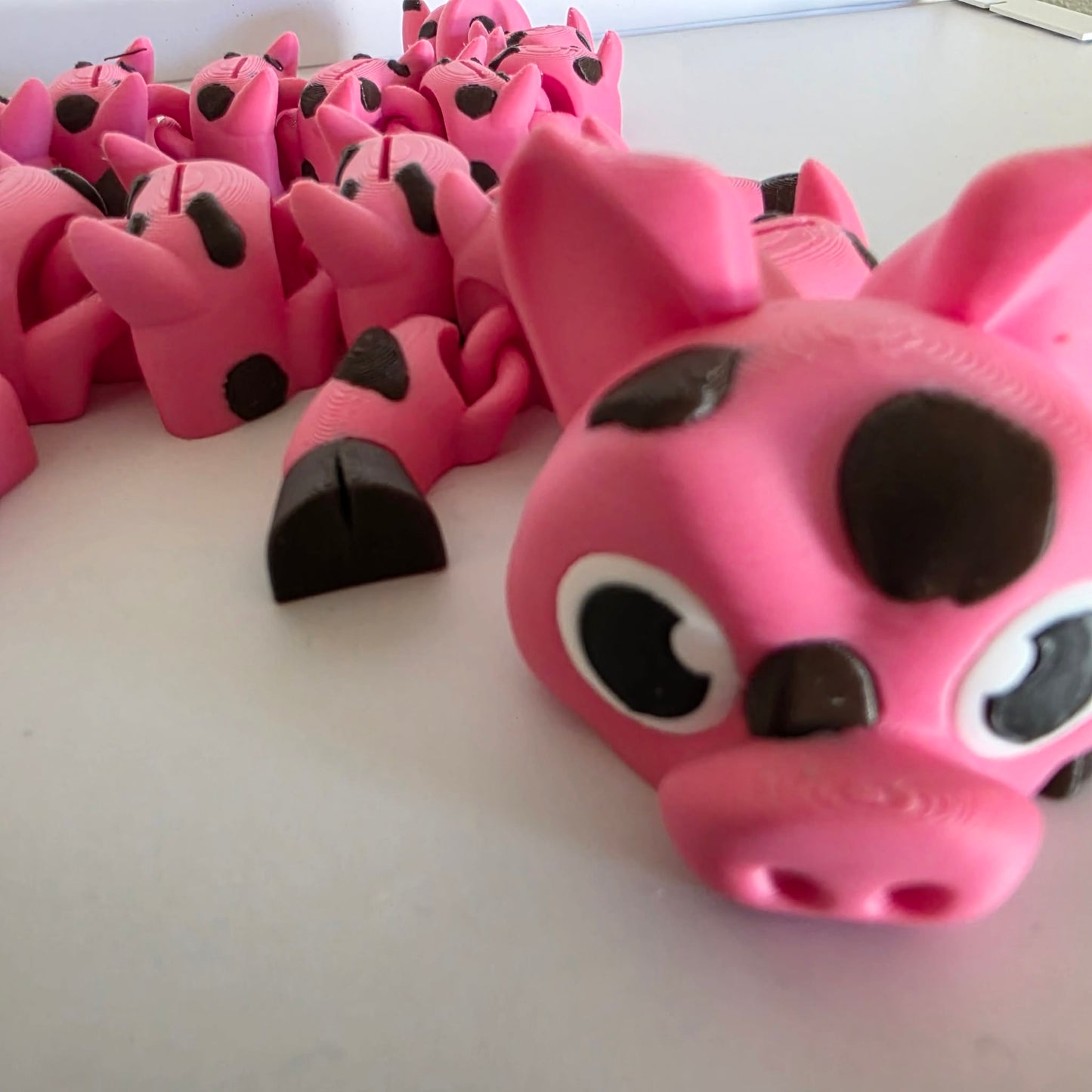 Articulated Flexi Pink Pig Dragon Poseable 3D Printed Toy