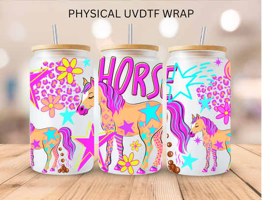 Bright Colored Horse - 16 oz / 20 oz Libby UV DTF Wrap