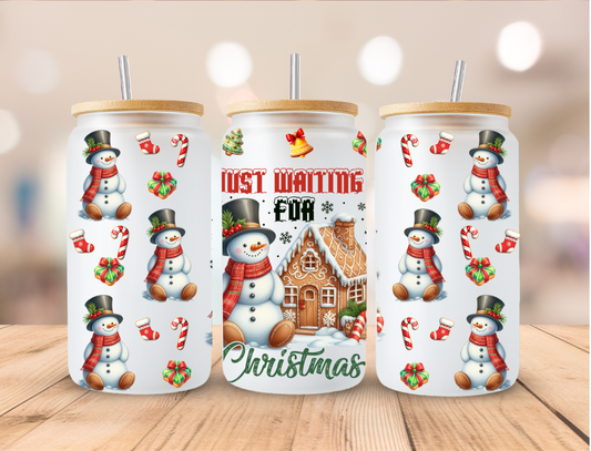 Christmas Jut Waiting For Christmas - 16 oz / 20 oz Libby UV DTF Wrap