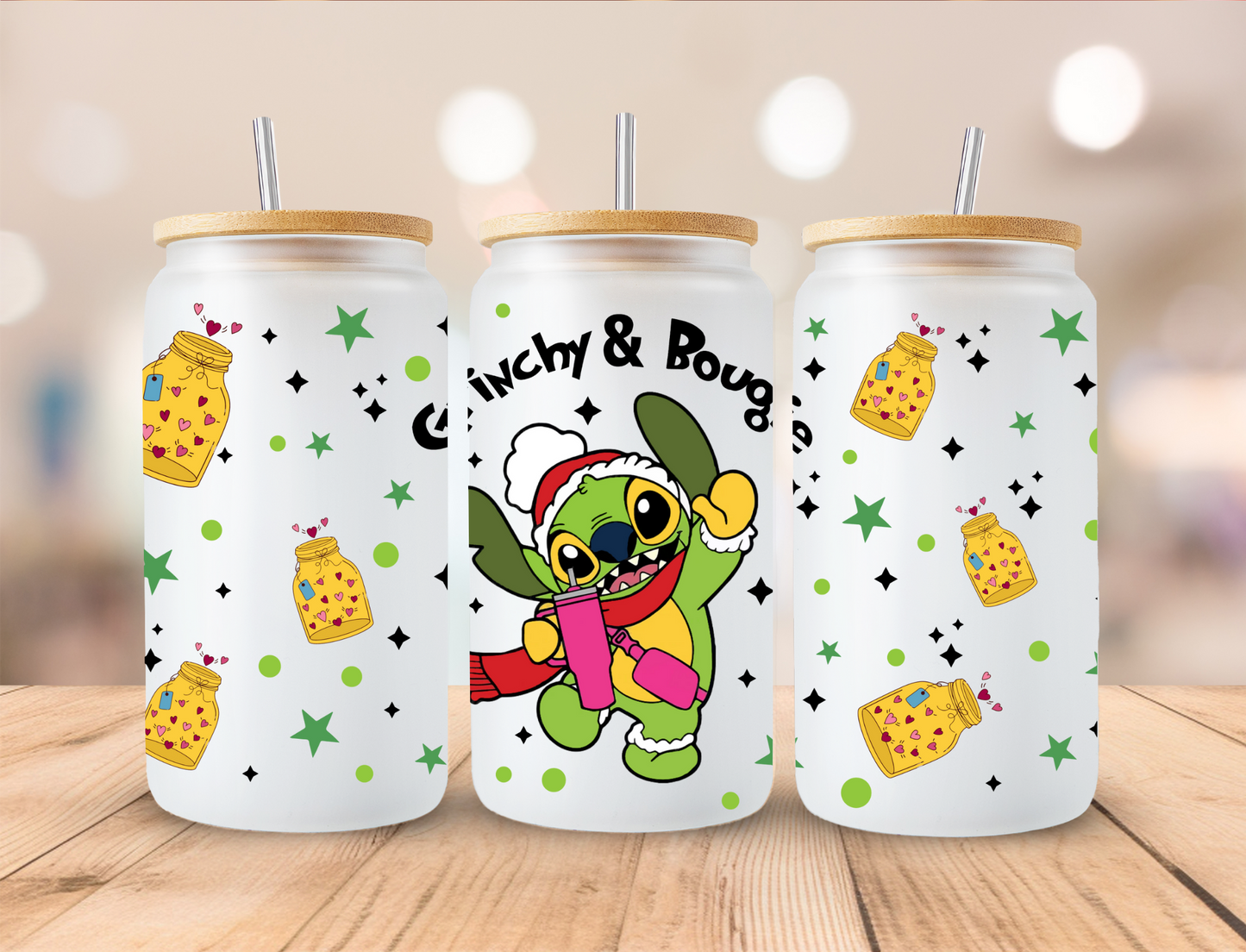 Christmas Mean Green And Bougie - 16oz Libby UV DTF Wrap