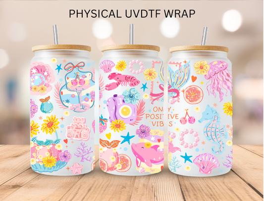 Sea Aesthetic Only Good Vibes - 16 oz / 20 oz Libby UV DTF Wrap