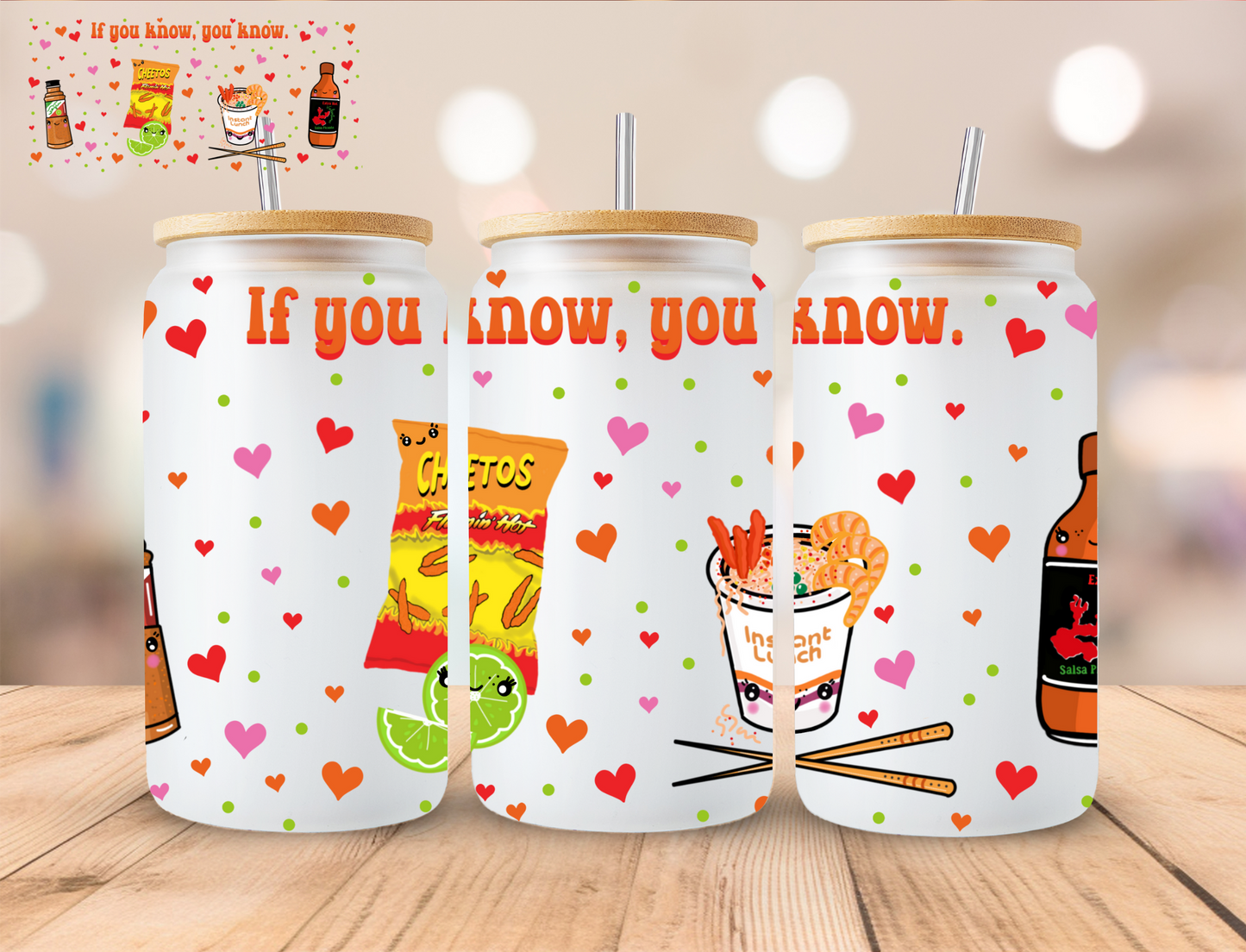 Spicy Foods If You Know You Know - 16 oz / 20 oz Libby UV DTF Wrap