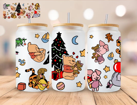 Bear And Friends Christmas - 16 oz / 20 oz Libby UV DTF Wrap