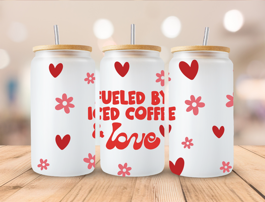 Valentine's Iced Coffee & Love - 16 oz / 20 oz Libby UV DTF Wrap