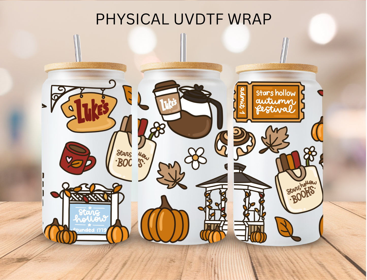 Autumn Gilmore Girls Diner - 16 oz / 20 oz Libby UV DTF Wrap