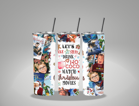 Christmas Movies - 20oz Skinny Tumbler / 25 Oz Glass Tumbler Wrap