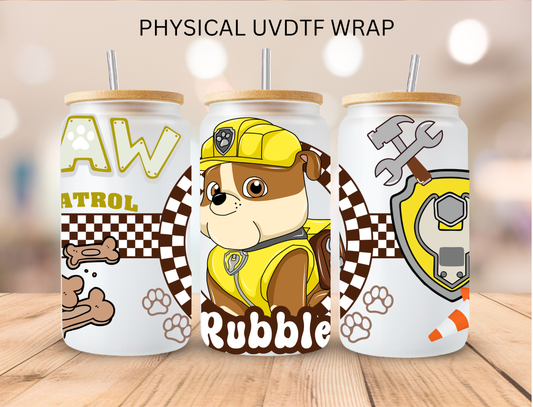 Construction Patrol Dog - 16 oz / 20 oz Libby UV DTF Wrap