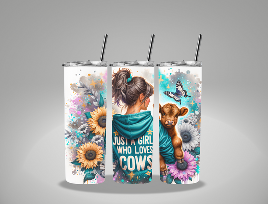 Just A Girl Who Loves Cows - 20oz Skinny Tumbler Wrap
