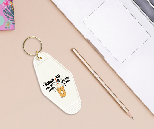 Fueled By Pumpkin Spice & Spooky Vibes - UVDTF Motel Keychain Set Of 6