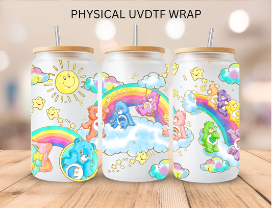 Rainbow Colorful Bears - 16 oz / 20 oz Libby UV DTF Wrap