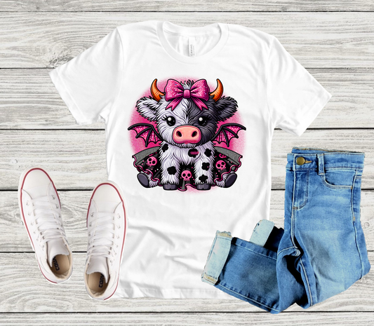 Spooky Pink Highland Cow - Adult DTF Print Transfer