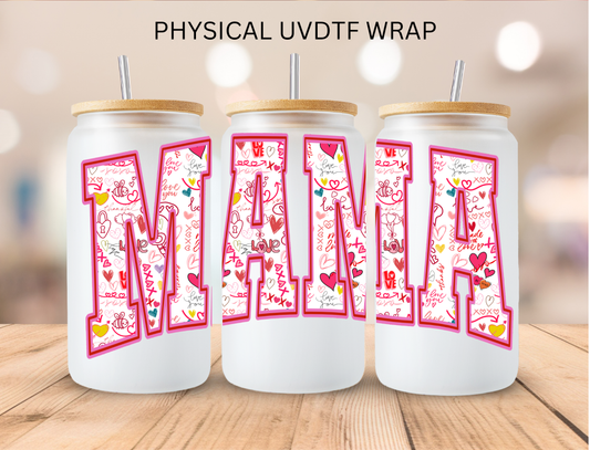 Valentines Pink Graffiti MAMA - 16 oz / 20 oz Libby UV DTF Wrap