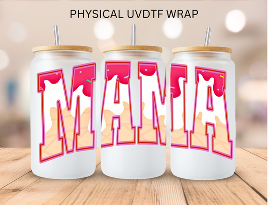 Valentines Pink Drip Sprinkles MAMA - 16 oz / 20 oz Libby UV DTF Wrap