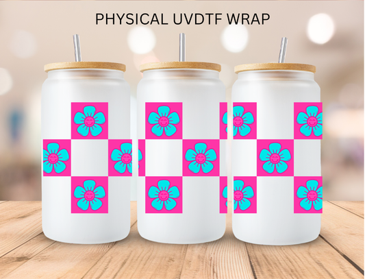 Floral Checkered - 16 oz / 20 oz Libby UV DTF Wrap