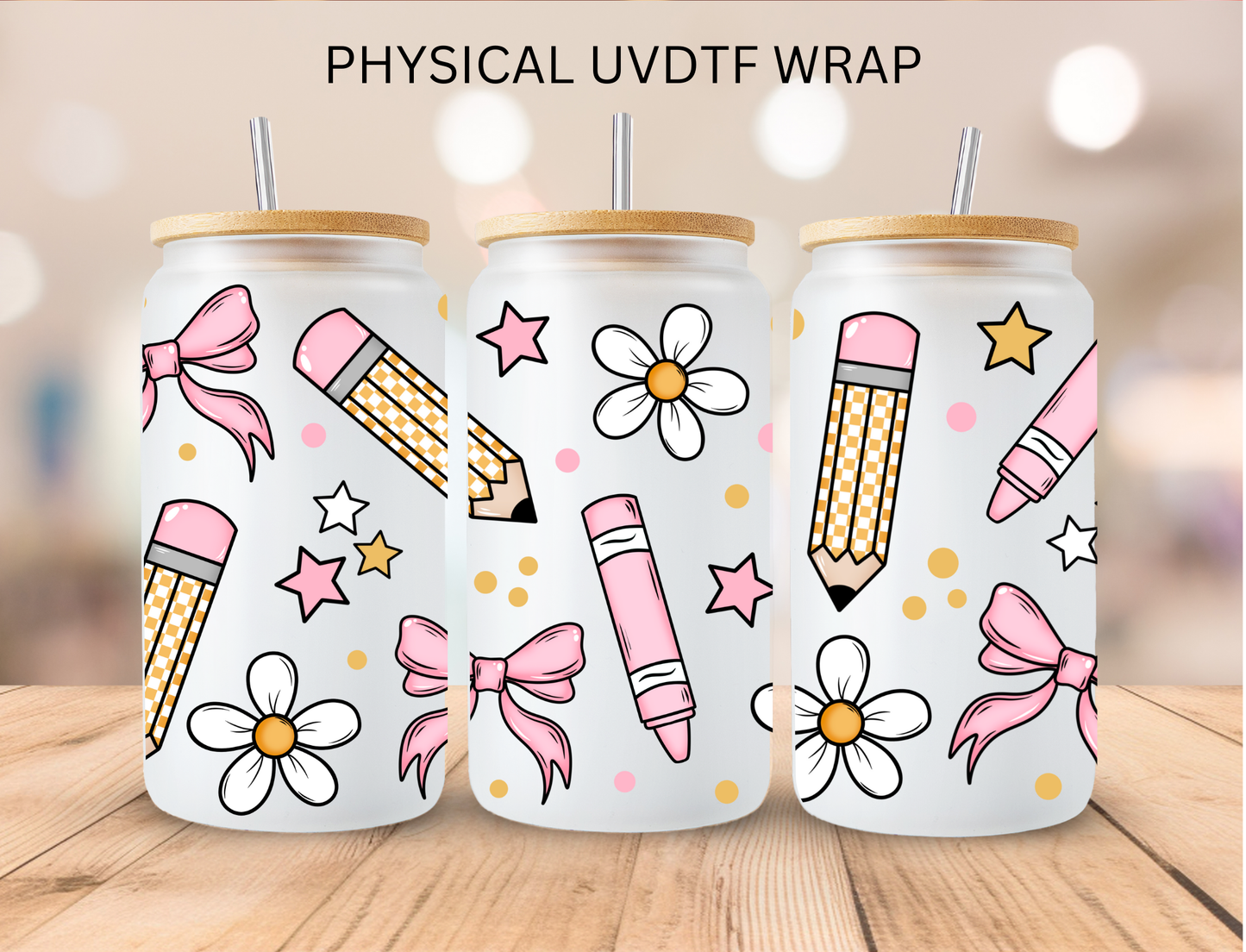 School Pencils And Pens - 16 oz / 20 oz Libby UV DTF