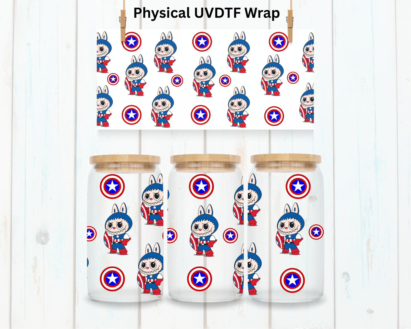 Mini Captain Hero and Bow LaBu Bear - 16 oz / 20 oz Libby UV DTF