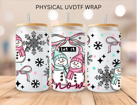 Christmas Let It Snow Snowman - 16 oz / 20 oz Libby UV DTF Wrap