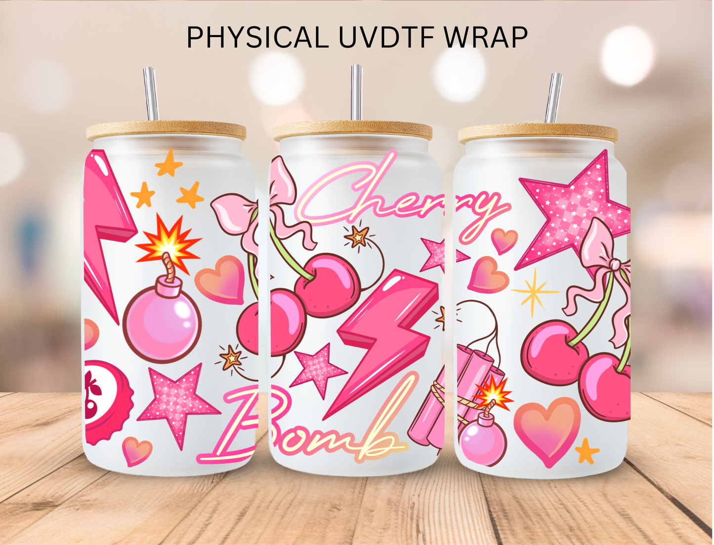 Cherry Bomb - 16 oz / 20 oz Libby UV DTF Wrap
