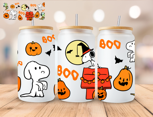 Halloween White Dog Snoopy - 16 oz / 20 oz Libby UV DTF Wrap