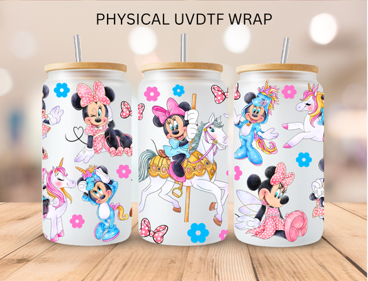 Mouse Girl Riding Unicorn - 16 oz / 20 oz Libby UV DTF Wrap