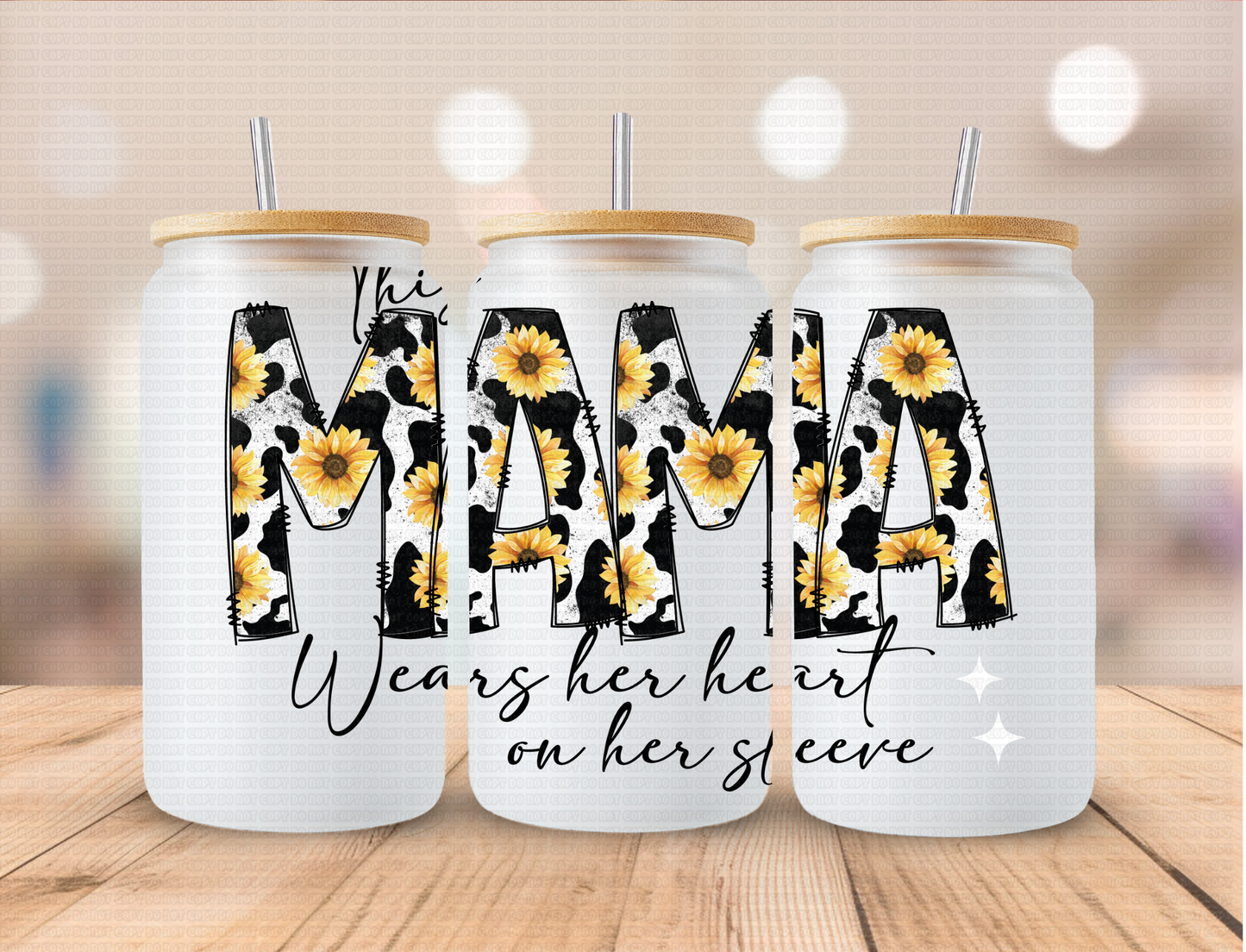 MAMA Sunflower - 16 oz / 20 oz Libby UV DTF Wrap