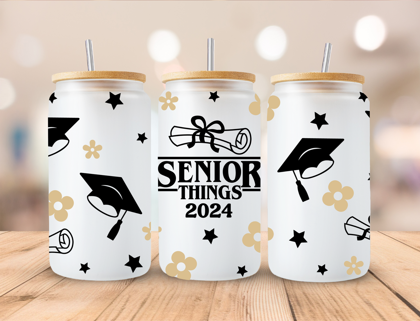 Senior Things 2024 Graduate Graduation Wrap - 16 oz / 20 oz Libby UV DTF Wrap