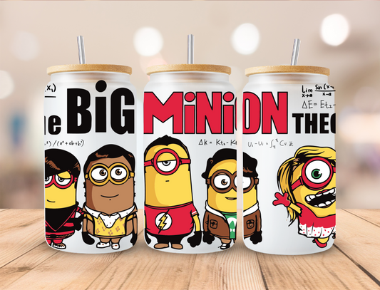 The Big Minion Theory - 16 oz Libby UV DTF Wrap