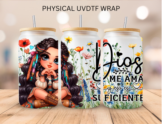 Hispanic Indian Dios De Ama - 16 oz / 20 oz Libby UV DTF