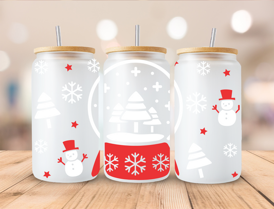 Christmas Snow Globe - 16oz Libby UV DTF Wrap