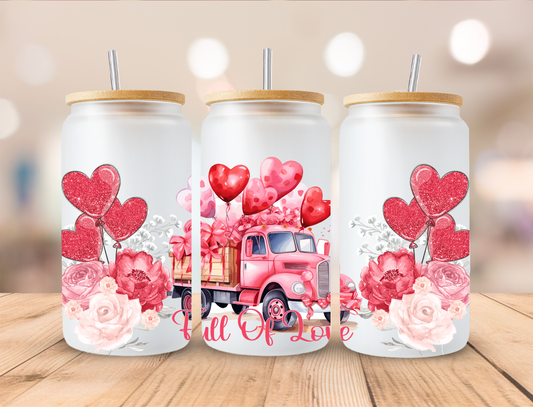 Valentines Truck Full Of Love - 16 oz / 20 oz Libby UV DTF Wrap