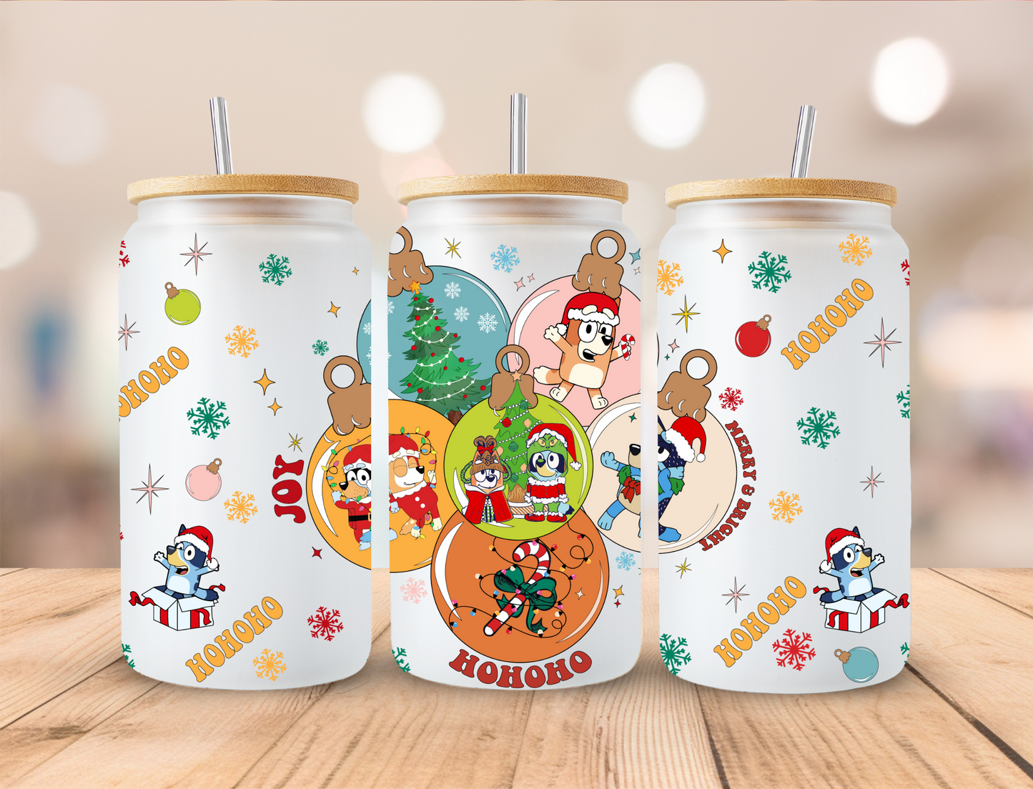 Christmas Dog Ornaments- 16oz Libby UV DTF Wrap