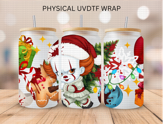 Horror Clown Christmas - 16 oz / 20 oz Libby UV DTF Wrap