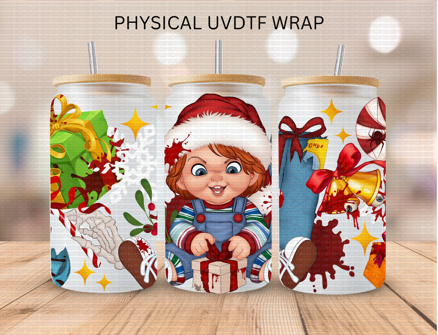 Horror Doll Christmas - 16 oz / 20 oz Libby UV DTF Wrap