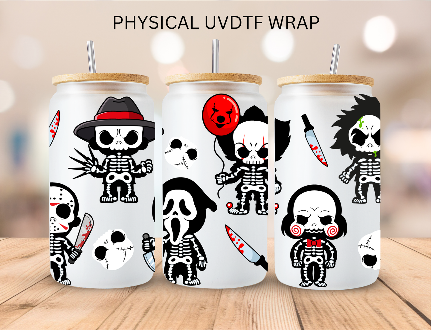 Mini Horror Characters - 16 oz / 20 oz Libby UV DTF Wrap