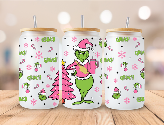 Mean Green Christmas- 16oz Libby UV DTF Wrap