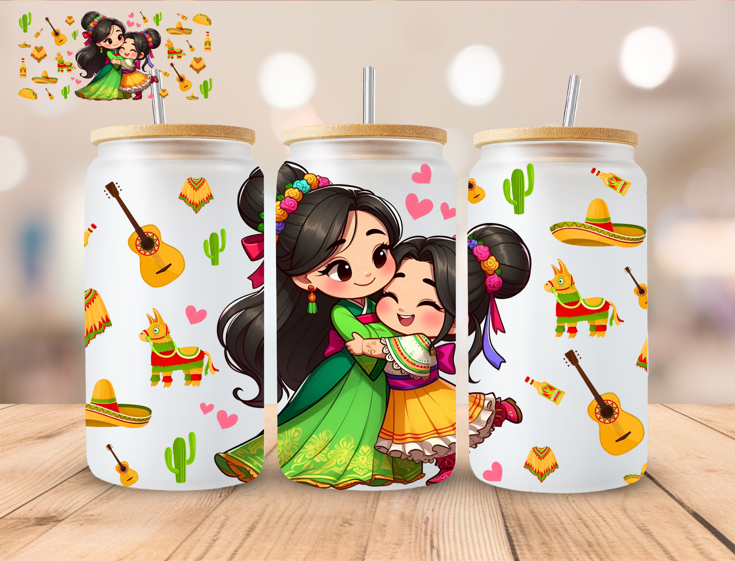 Cinco De Mayo Phoenix Princess - 16 oz / 20 oz Libby UV DTF Wrap